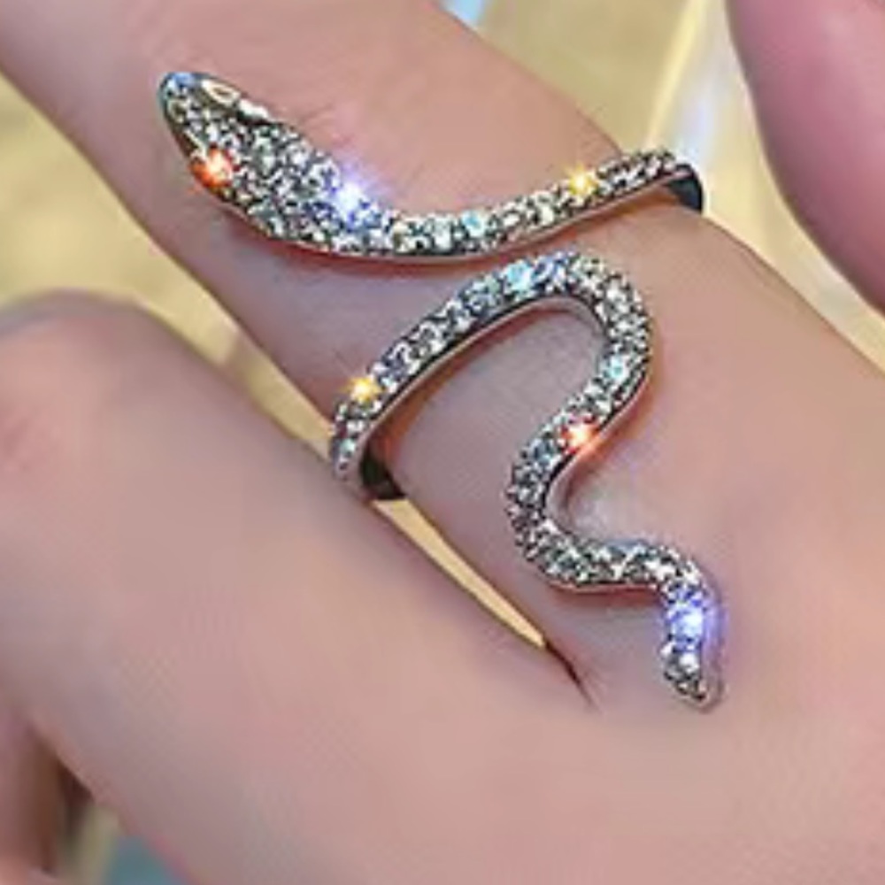 Rhinestone Adjustable Snake Ring